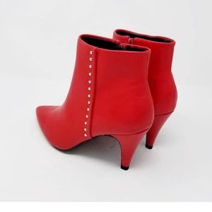 Ankle Red Leather Boots